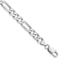 Auriga Fine Jewelry 925 Sterling Silver Rhodium Plated 7.5mm Figaro Bracelet 9 inch for Female