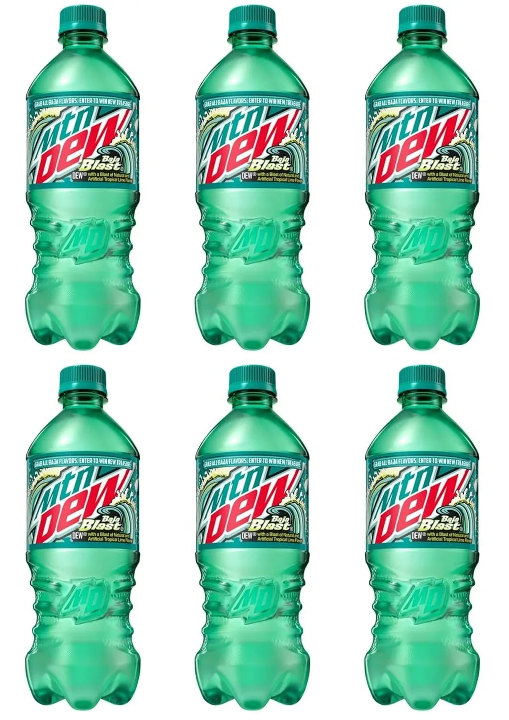 Mountain Dew Mtn Dew, 20 Oz Bottles, 6 Bottles (Baja Blast)