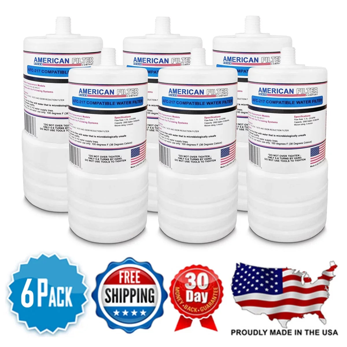 AFC Brand , Water Filter Cartridge , Model # AFC-APH-217 , Compatible with 3M® 46290-20 - 6 Pack - Made in U.S.A.