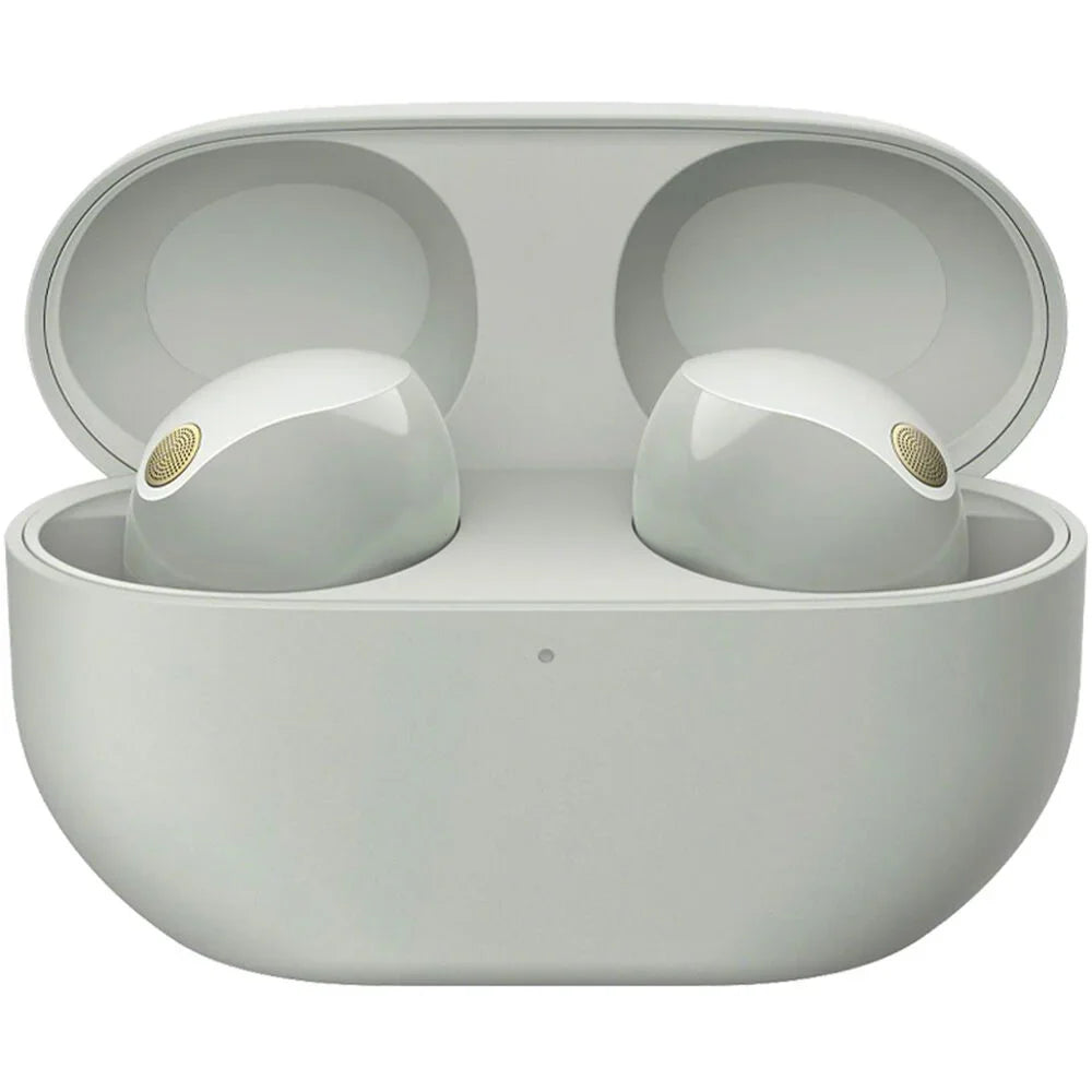 Sony WF-1000XM5 Industry Leading Noise Canceling Truly Wireless Earbuds (Silver) Bundle with Silicone Case Scarlet Memory Foam Ear Tips, USB-A to USB-C Cable & 1 YR CPS Enhanced Protection Pack