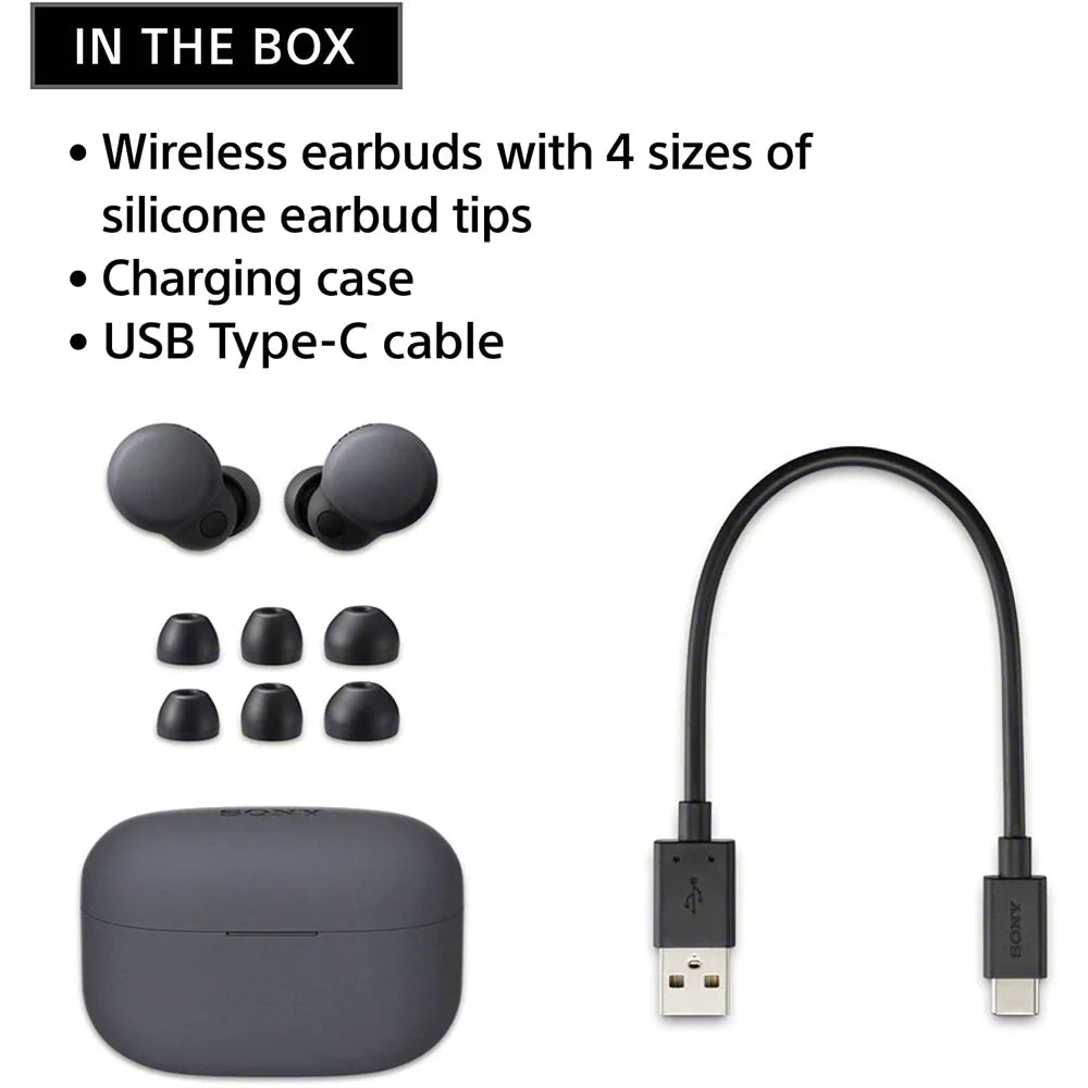 Sony WFLS900N/B LinkBuds S Truly Wireless Noise Canceling Earbuds (Black) Bundle with Bundle with Deco Gear Portable Charger