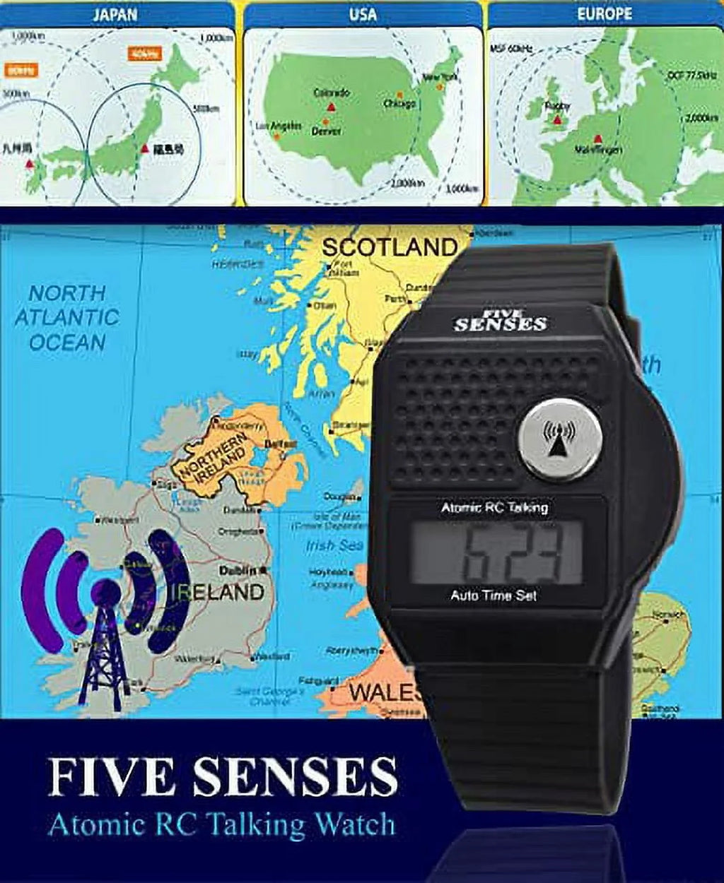 Five Senses English Atomic Talking Watch Easy to use for Seniors Blind Men Ladies Loud Talking Sound Clock for Visually Scarlet - Model 1026 - Plastic Band