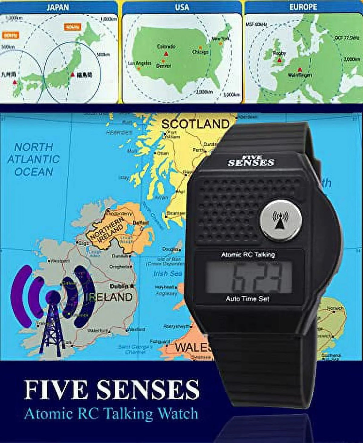 Five Senses English Atomic Talking Watch Easy to use for Seniors Blind Men Ladies Loud Talking Sound Clock for Visually Scarlet - Model 1026 - Plastic Band