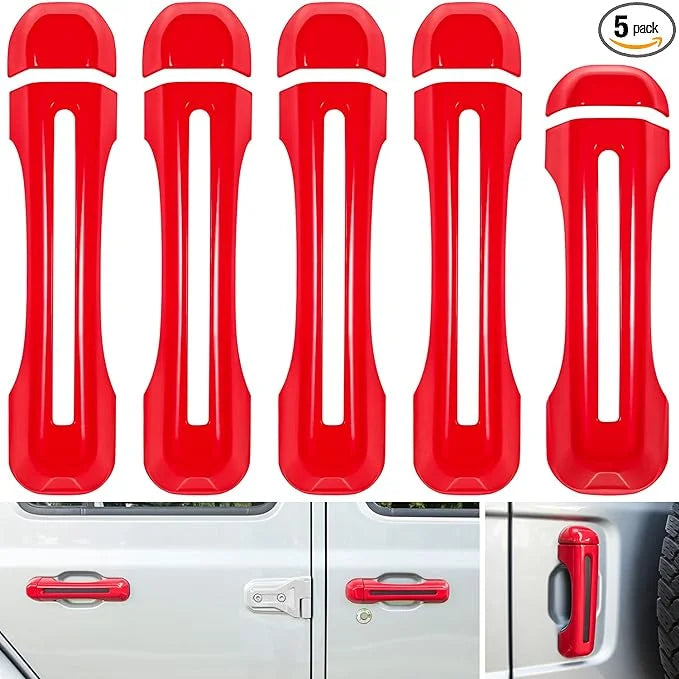 E-cowlboy Door Handle Inserts Cover Trim+Tailgate Handle Cover for 2018-2022 Jeep Wrangler JL JLU Sports Sahara Freedom Rubicon Unlimited Gladiator JT 2-Door & 4-Door Exterior Accessories Ruby 5PCS)