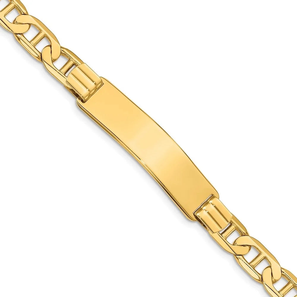 Auriga Fine Jewelry 14K Yellow Gold Anchor Link Id Bracelet 8 inch for Girls
