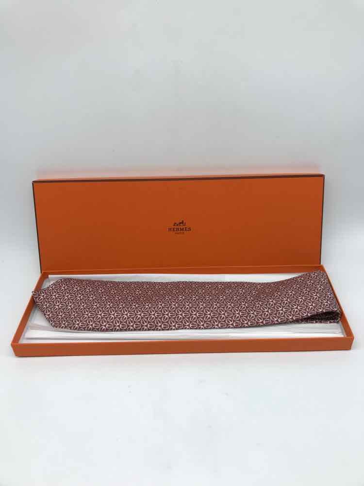 Pre-Owned Hermes Ruby Silk Printed Men's Tie