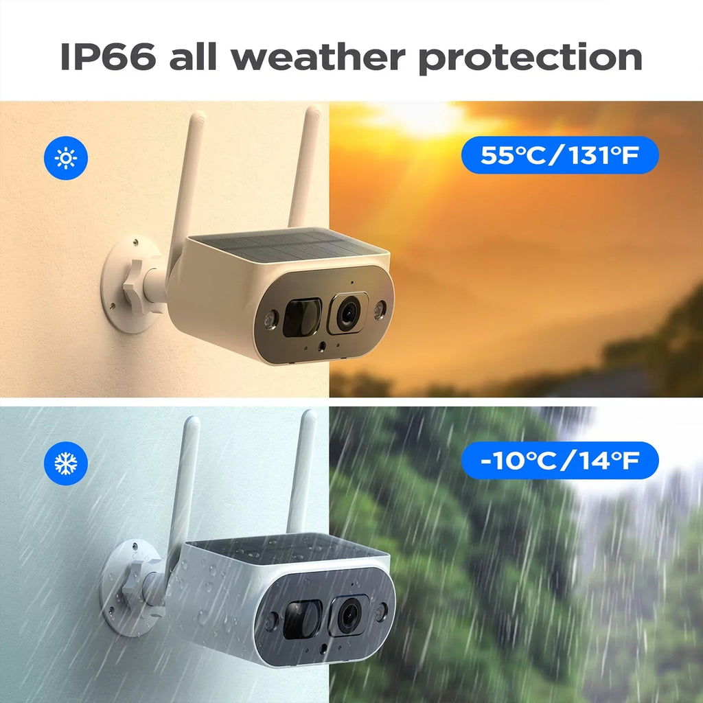 Toguard SC15 2 Pack 2K/4MP Solar Security Camera Wireless WiFi Outdoor Battery Ruby Bullet Surveillance Camera
