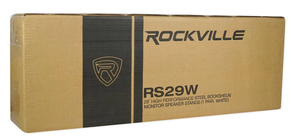 Pair Rockville RS29W 29" Steel Studio Monitor Recording Studio Stands in White