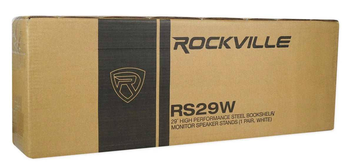 Pair Rockville RS29W 29" Steel Studio Monitor Recording Studio Stands in White