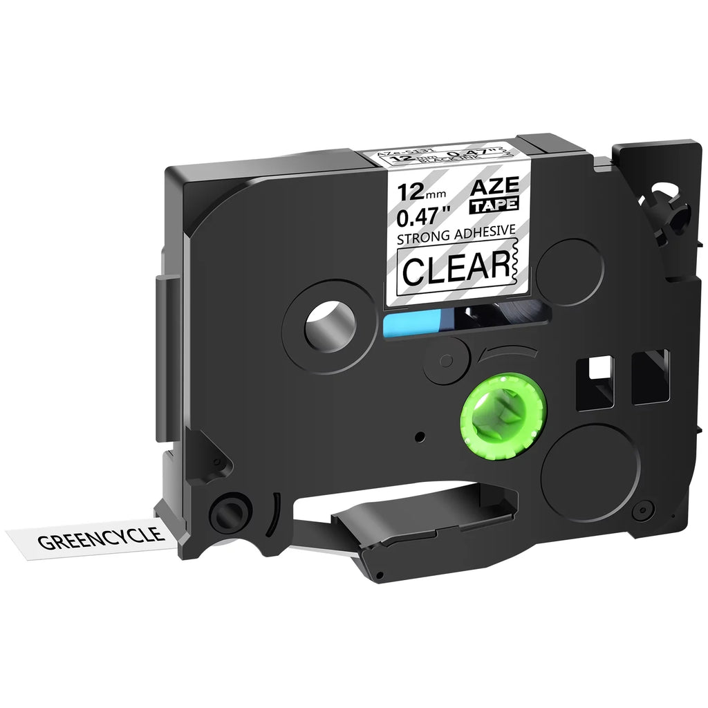 GREENCYCLE 100PK Compatible for Brother P-touch Black on Clear 12mm TZ TZe TZe-S131 TZ-S131 TZ-131 TZe-131 Extra Strength Laminated Label Tape