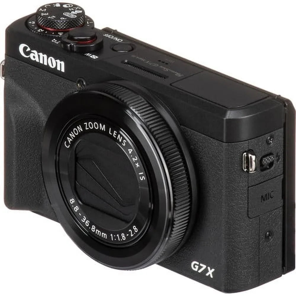 Canon PowerShot G7 X Mark III Digital Camera (Black) (Intl Model) Bundle with 16GB SD Card, 57" Tripod, Flexible Tripod, Padded Bag, and 6Ave Cleaning Kit