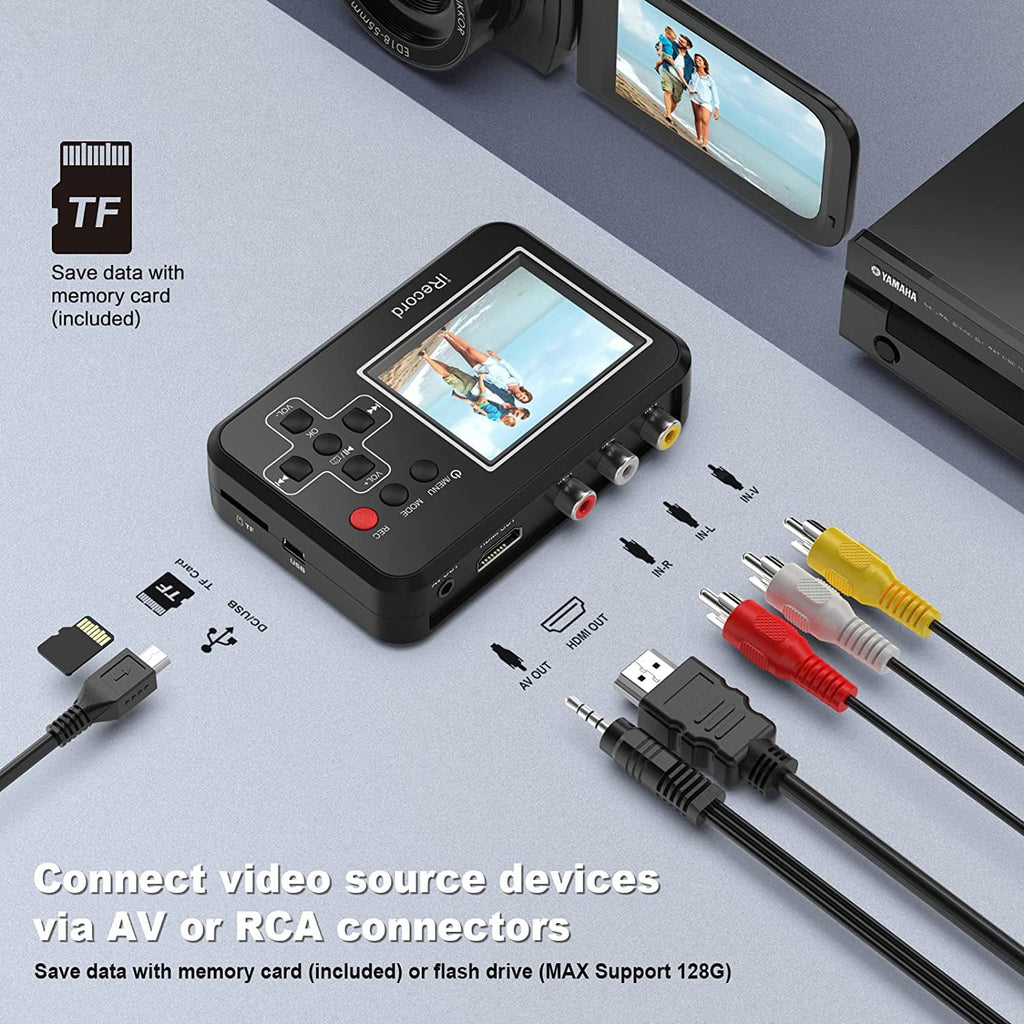 DIGITNOW Video to Digital Converter, VHS to Digital Converter to Capture Video from VCR, VHS Tapes, Hi8, Camcorder, DVD, TV Box
