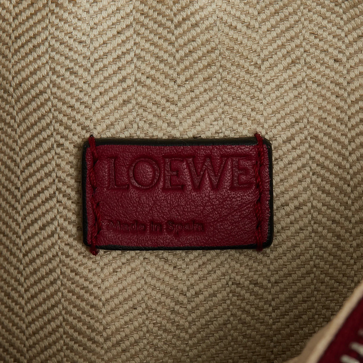 Pre-Owned Authenticated LOEWE Mini Puzzle Satchel Calf Leather Burgundy Unisex (Good)
