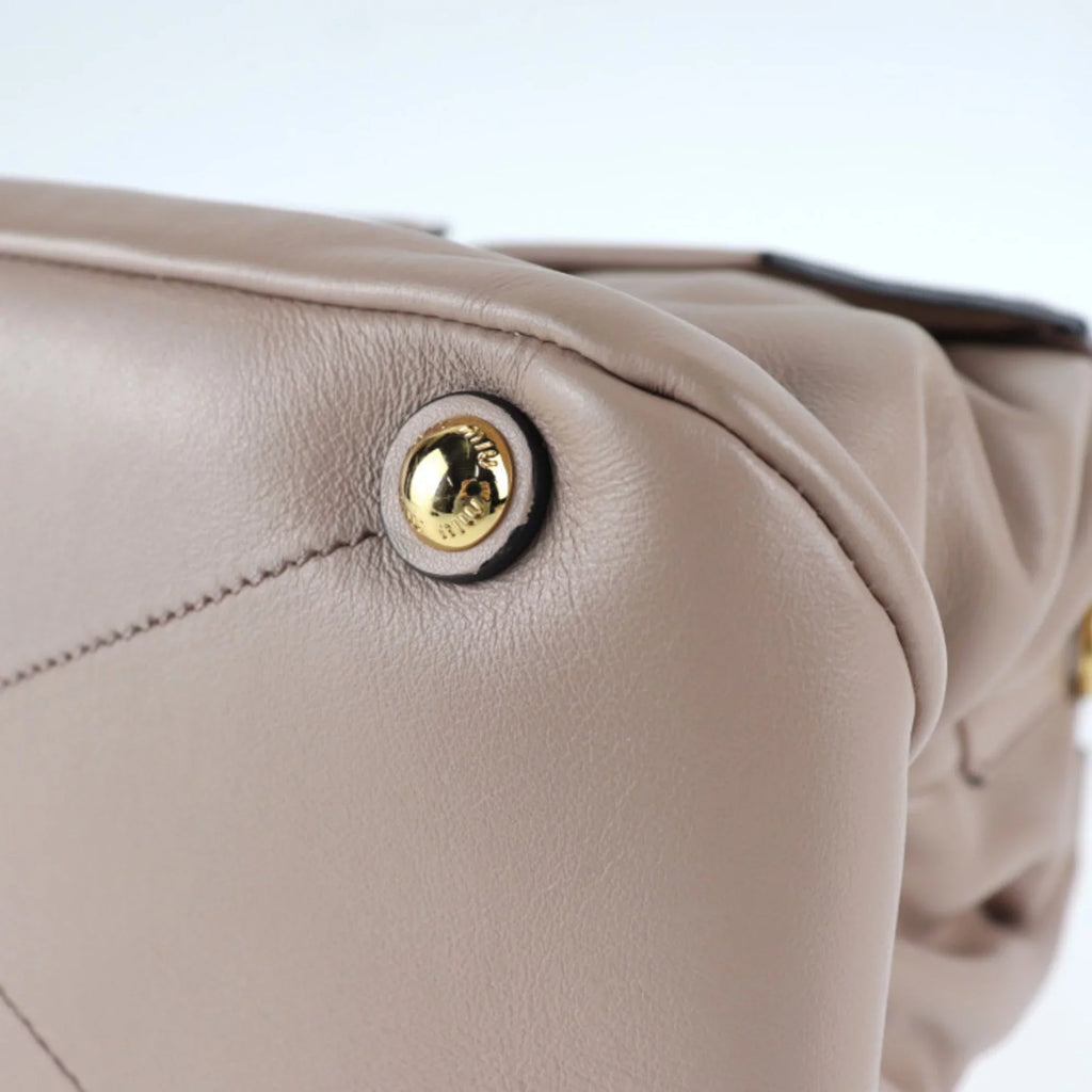 Pre-Owned Miu Miu MIUMIU handbag RN1079 leather CAMMEO Blush beige 2WAY (Good)