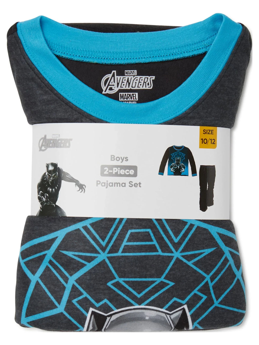 Black Panther Boys Long Sleeve Top and Pants Pajama Sleep Set, 2-Piece, Measurement 4-12