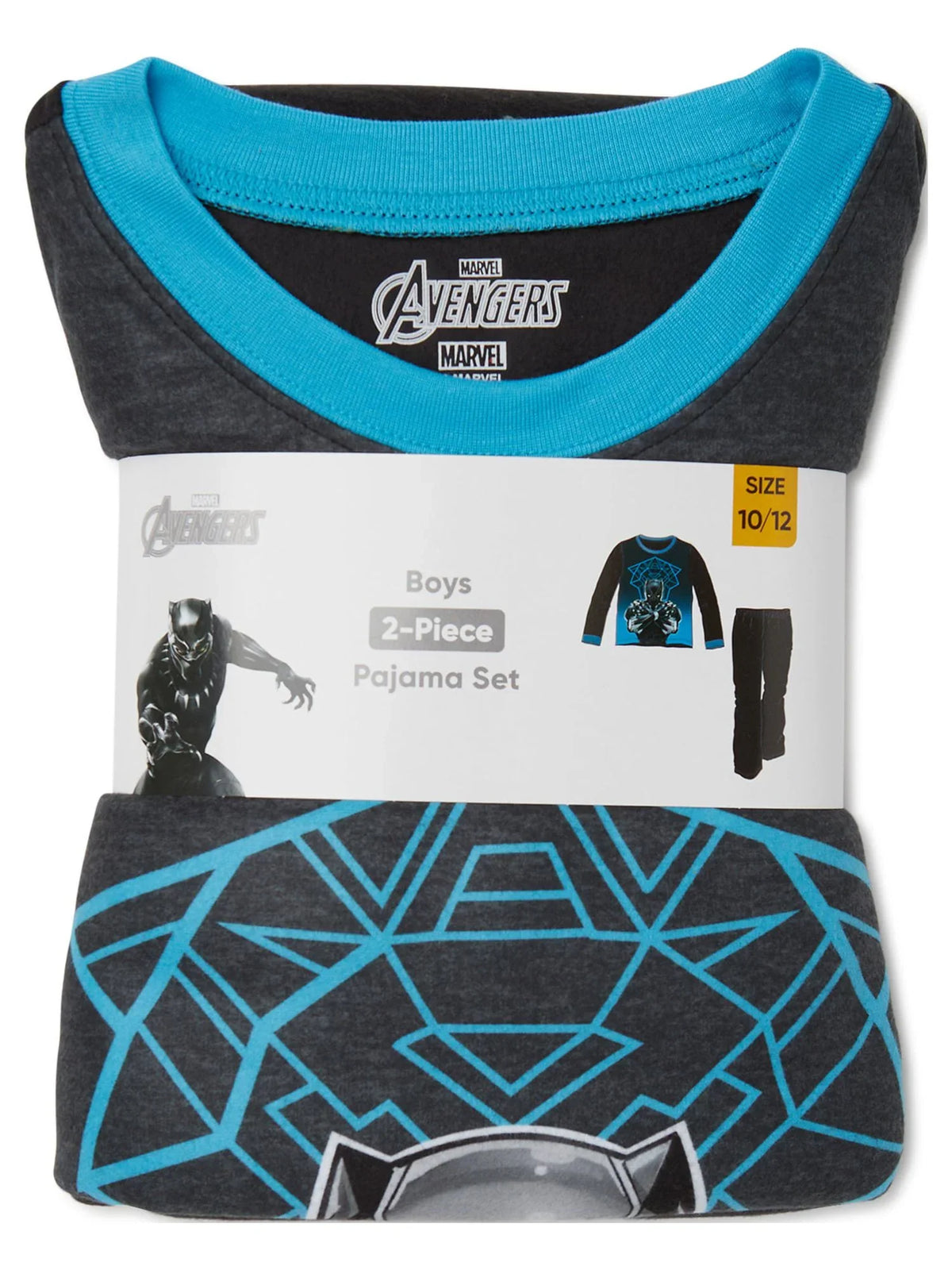 Black Panther Boys Long Sleeve Top and Pants Pajama Sleep Set, 2-Piece, Measurement 4-12