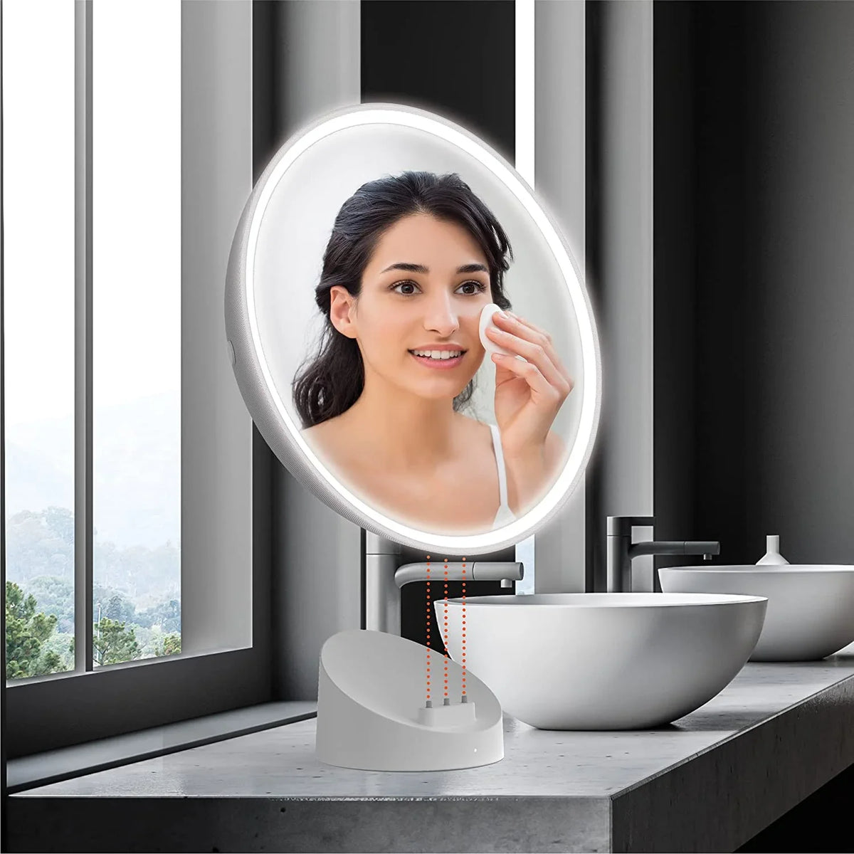 Sharper Image LED Fogless Shower Mirror and Bluetooth Speaker