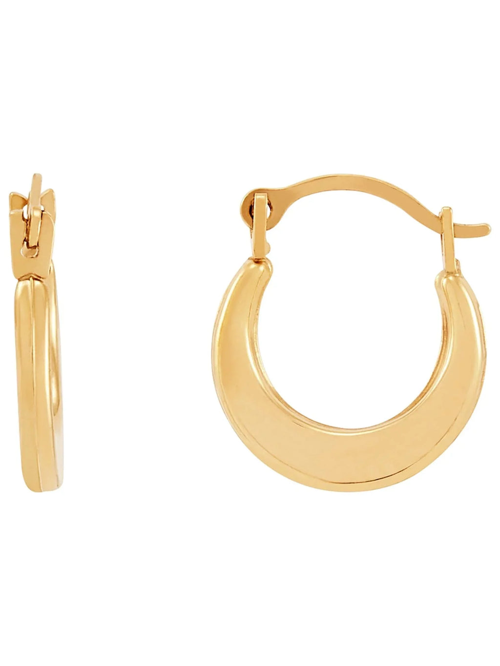 Brilliance Fine Jewelry Girls 10K Yellow Gold Round Hollow Plain Hoop Earrings