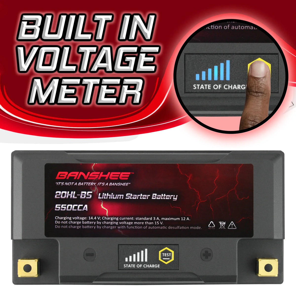 Banshee 20L-BS LiFePO4 Motorsports Battery Compatible with Sea-Doo Wake 155 2016 to 2018