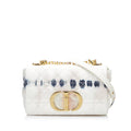 Pre-Owned Authenticated Dior Small Tie Dye Caro Denim Fabric White Crossbody Bag Unisex (Good)