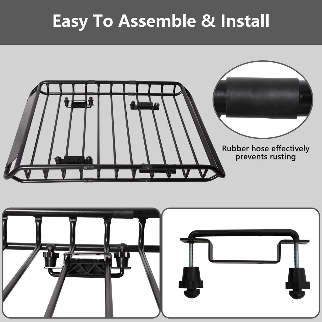 45"x 36"x4.5'' Rack Cargo Basket Universal Rooftop Cargo Rack, Cargo Carrier for Top of Vehicle for SUV, Truck, & Car Luggage Holder, 150 lbs Weight Capacity, Black