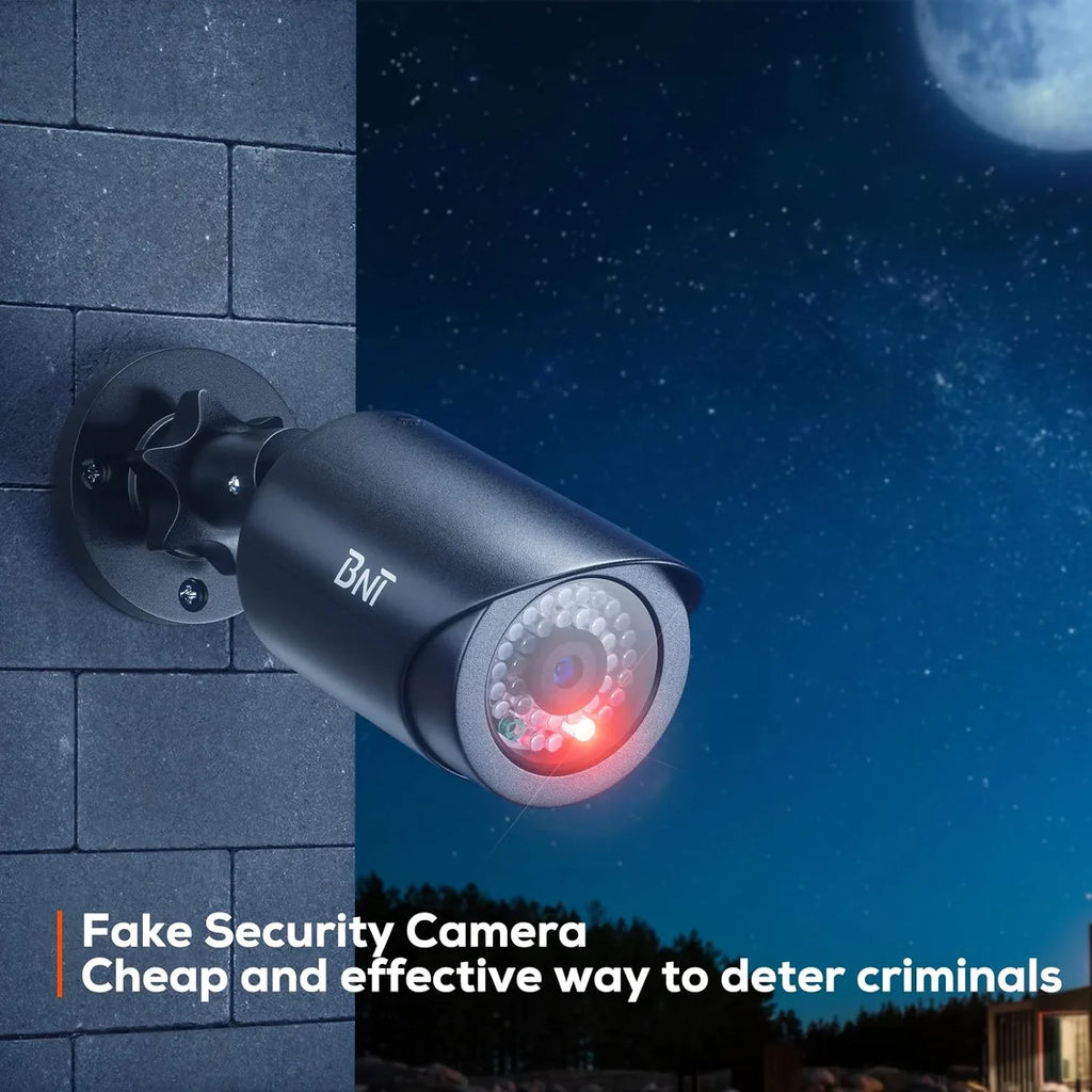 BNT Dummy Fake Security Camera, with One Scarlet Light at Night, for Home and Businesses Security Indoor/Outdoor (2