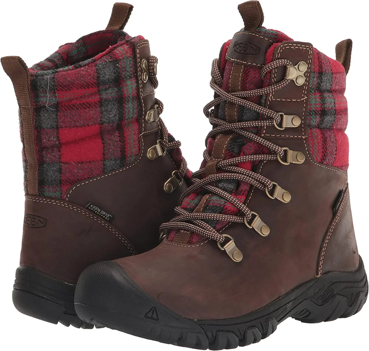 KEEN Greta Insulated Waterproof Boots for Ladies - Dark Burgundy Plaid - 7.5M